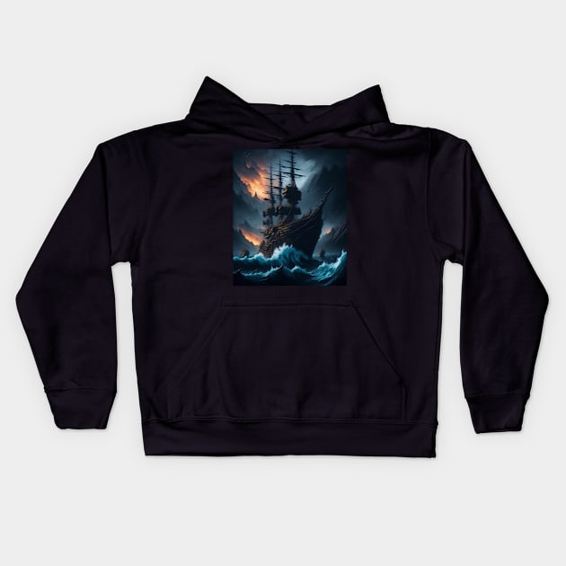 Fleet Of Ships Colorful Paint Style Kids Hoodie by BKSMAIL-Shop